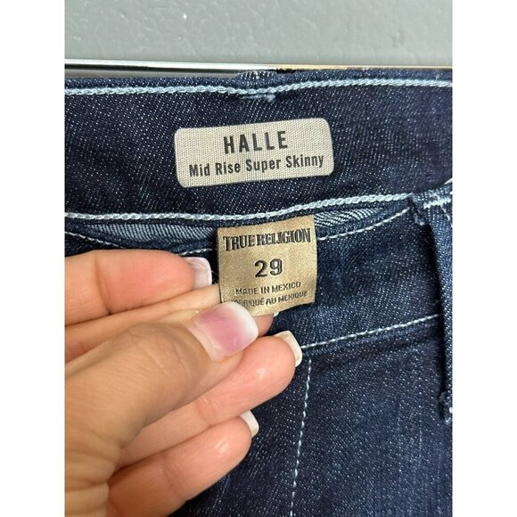 True Religion Halle Women's 29" Super Skinny Mid-Rise Crop Rolled Jeans Lonestar - Picture 11 of 16